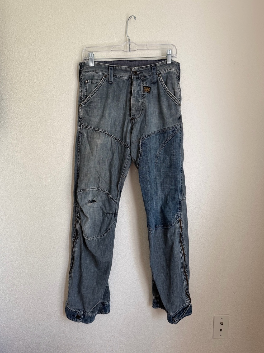 G-Star Men's Two-Tone Patchwork Denim Jeans - Blue